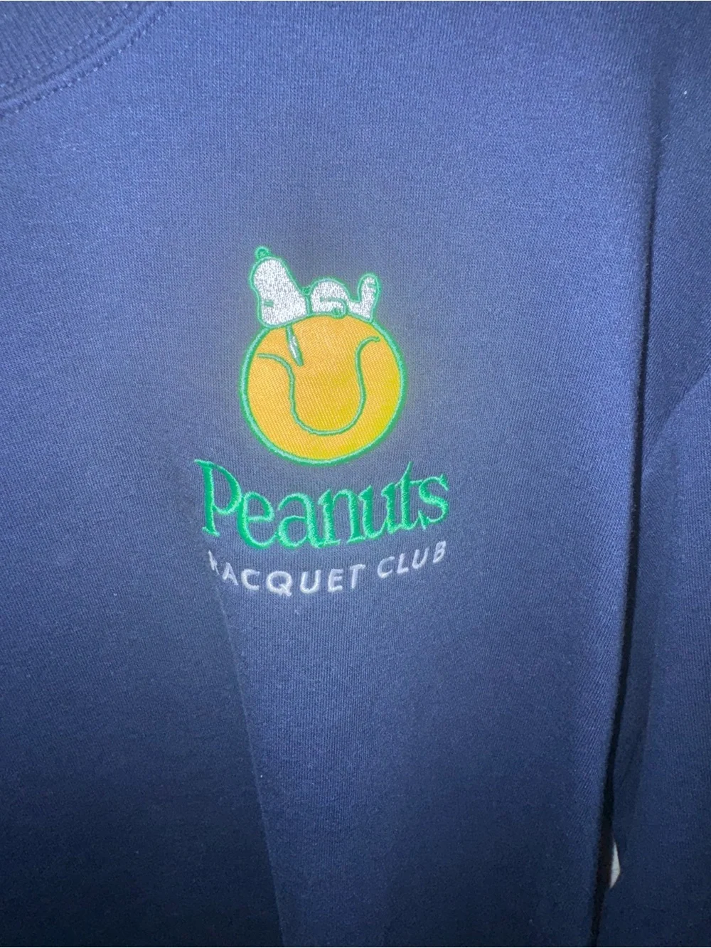Peanuts blue Crewneck with Yellow & Green Tennis Logo